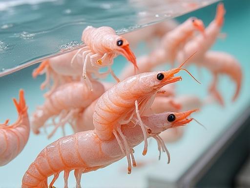 A clean, aerated bait tank full of live prawns.